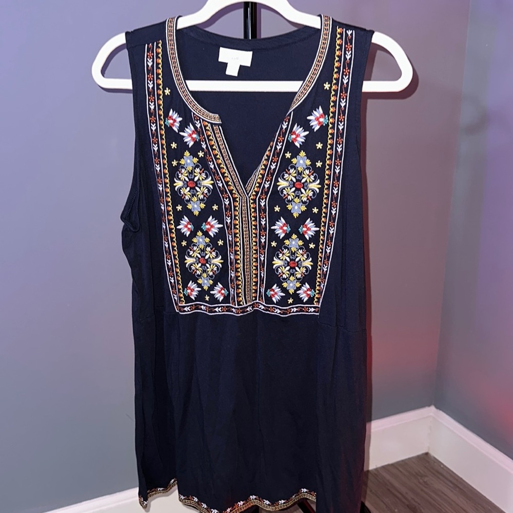 J.Jill embroidered Sleeveless mini dress